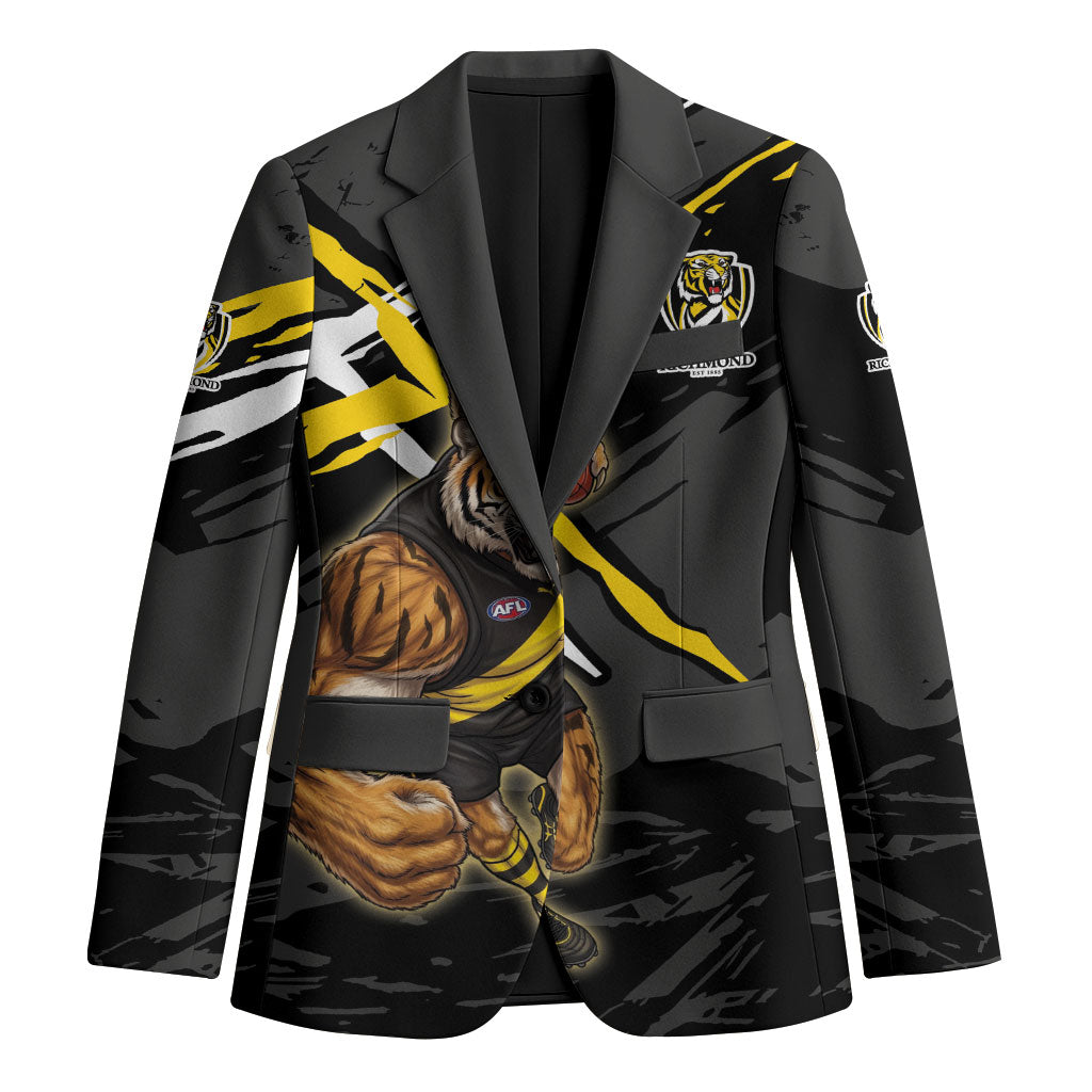 Richmond Football Club Blazer Tigers Muscular Mascot Graphic - Abstract Paint Splatter Art