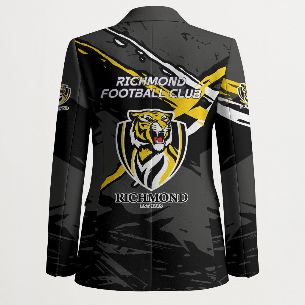 Richmond Football Club Blazer Tigers Muscular Mascot Graphic - Abstract Paint Splatter Art