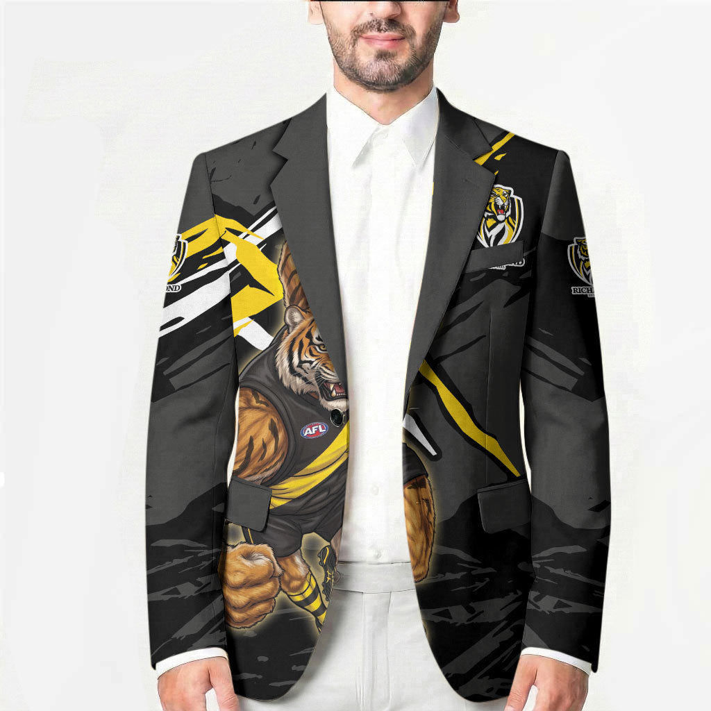 Richmond Football Club Blazer Tigers Muscular Mascot Graphic - Abstract Paint Splatter Art