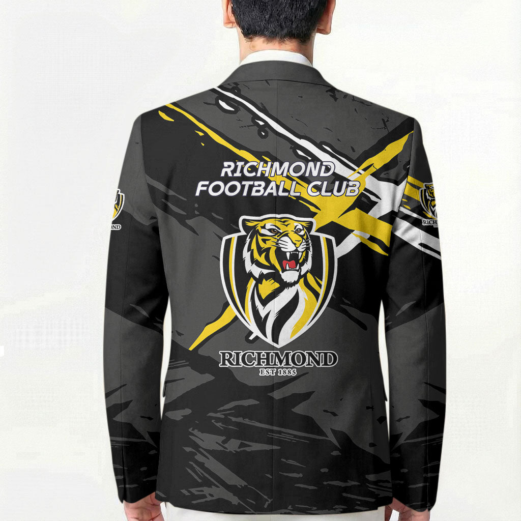 Richmond Football Club Blazer Tigers Muscular Mascot Graphic - Abstract Paint Splatter Art