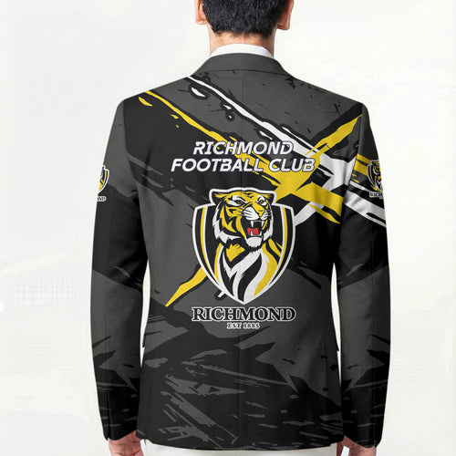 Richmond Football Club Blazer Tigers Muscular Mascot Graphic - Abstract Paint Splatter Art