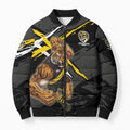 Richmond Football Club Bomber Puffer Jacket Tigers Muscular Mascot Graphic - Abstract Paint Splatter Art
