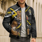 Richmond Football Club Bomber Puffer Jacket Tigers Muscular Mascot Graphic - Abstract Paint Splatter Art