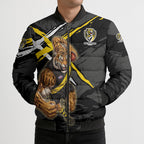 Richmond Football Club Bomber Puffer Jacket Tigers Muscular Mascot Graphic - Abstract Paint Splatter Art