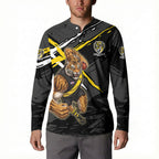 Richmond Football Club Button Sweatshirt Tigers Muscular Mascot Graphic - Abstract Paint Splatter Art