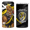 Richmond Football Club 4 in 1 Can Cooler Tumbler Tigers Muscular Mascot Graphic - Abstract Paint Splatter Art