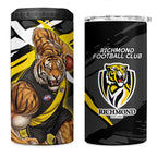 Richmond Football Club 4 in 1 Can Cooler Tumbler Tigers Muscular Mascot Graphic - Abstract Paint Splatter Art