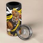 Richmond Football Club 4 in 1 Can Cooler Tumbler Tigers Muscular Mascot Graphic - Abstract Paint Splatter Art