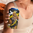 Richmond Football Club 4 in 1 Can Cooler Tumbler Tigers Muscular Mascot Graphic - Abstract Paint Splatter Art