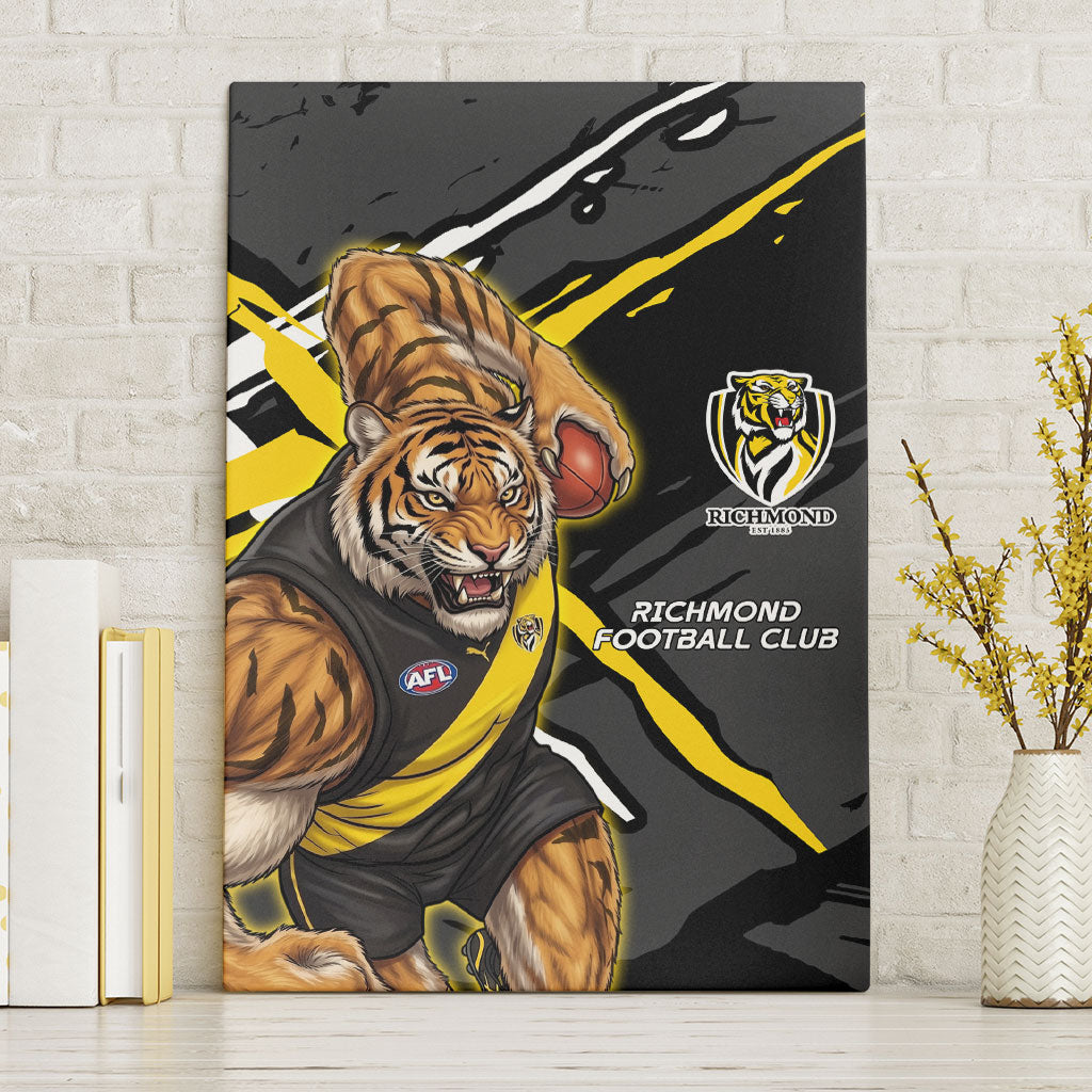 Richmond Football Club Canvas Wall Art Tigers Muscular Mascot Graphic - Abstract Paint Splatter Art
