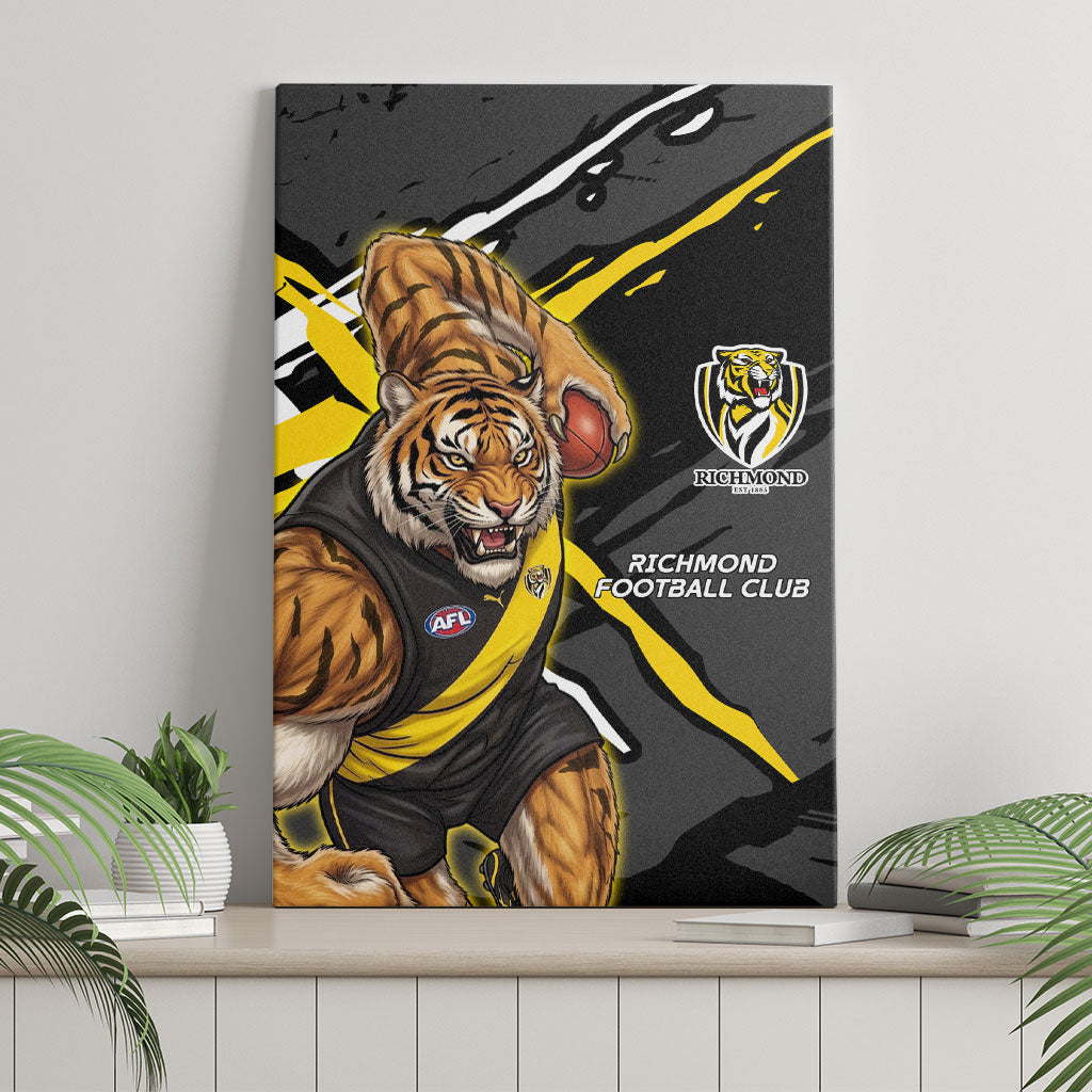 Richmond Football Club Canvas Wall Art Tigers Muscular Mascot Graphic - Abstract Paint Splatter Art