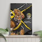 Richmond Football Club Canvas Wall Art Tigers Muscular Mascot Graphic - Abstract Paint Splatter Art