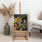 Richmond Football Club Canvas Wall Art Tigers Muscular Mascot Graphic - Abstract Paint Splatter Art