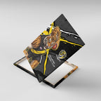 Richmond Football Club Canvas Wall Art Tigers Muscular Mascot Graphic - Abstract Paint Splatter Art