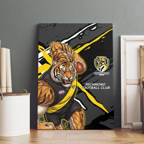 Richmond Football Club Canvas Wall Art Tigers Muscular Mascot Graphic - Abstract Paint Splatter Art