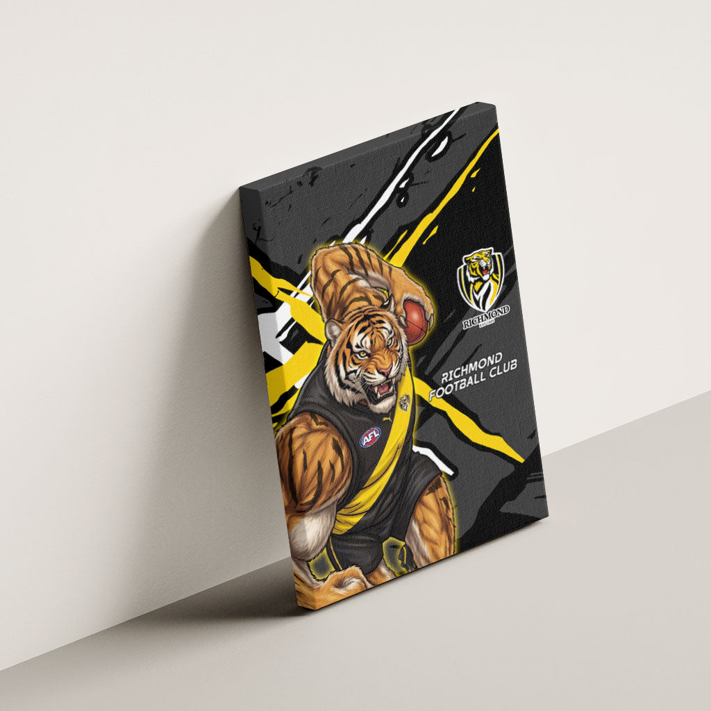 Richmond Football Club Canvas Wall Art Tigers Muscular Mascot Graphic - Abstract Paint Splatter Art