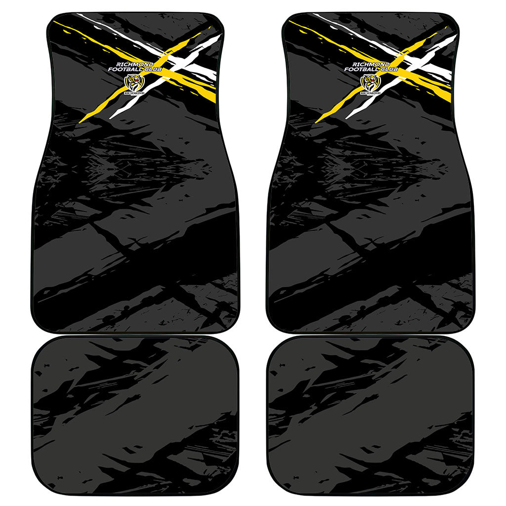 Richmond Football Club Car Mats Tigers Muscular Mascot Graphic - Abstract Paint Splatter Art
