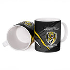Richmond Football Club Ceramic Mug Tigers Muscular Mascot Graphic - Abstract Paint Splatter Art