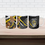 Richmond Football Club Ceramic Mug Tigers Muscular Mascot Graphic - Abstract Paint Splatter Art