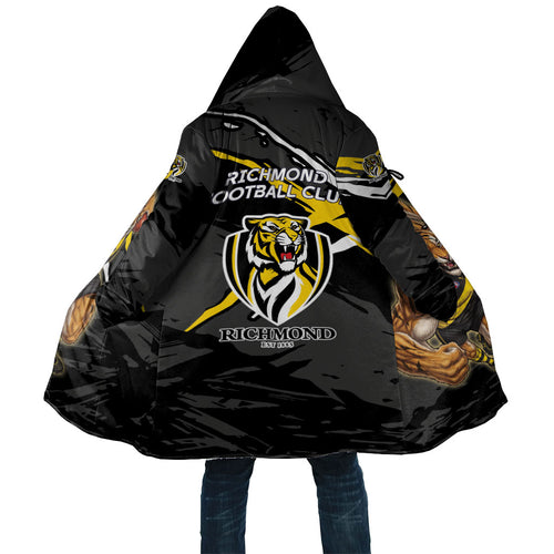 Richmond Football Club Cloak Tigers Muscular Mascot Graphic - Abstract Paint Splatter Art