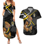 Richmond Football Club Couples Matching Summer Maxi Dress and Hawaiian Shirt Tigers Muscular Mascot Graphic - Abstract Paint Splatter Art