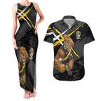 Richmond Football Club Couples Matching Tank Maxi Dress and Hawaiian Shirt Tigers Muscular Mascot Graphic - Abstract Paint Splatter Art