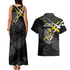 Richmond Football Club Couples Matching Tank Maxi Dress and Hawaiian Shirt Tigers Muscular Mascot Graphic - Abstract Paint Splatter Art