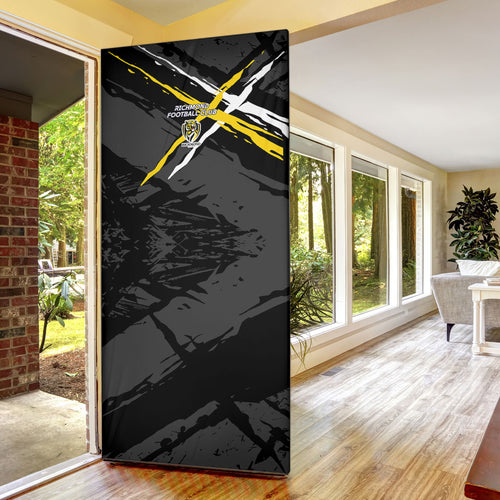 Richmond Football Club Door Cover Tigers Muscular Mascot Graphic - Abstract Paint Splatter Art