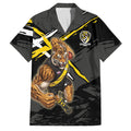 Richmond Football Club Family Matching Off The Shoulder Long Sleeve Dress and Hawaiian Shirt Tigers Muscular Mascot Graphic - Abstract Paint Splatter Art
