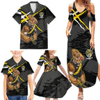 Richmond Football Club Family Matching Summer Maxi Dress and Hawaiian Shirt Tigers Muscular Mascot Graphic - Abstract Paint Splatter Art