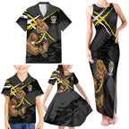 Richmond Football Club Family Matching Tank Maxi Dress and Hawaiian Shirt Tigers Muscular Mascot Graphic - Abstract Paint Splatter Art