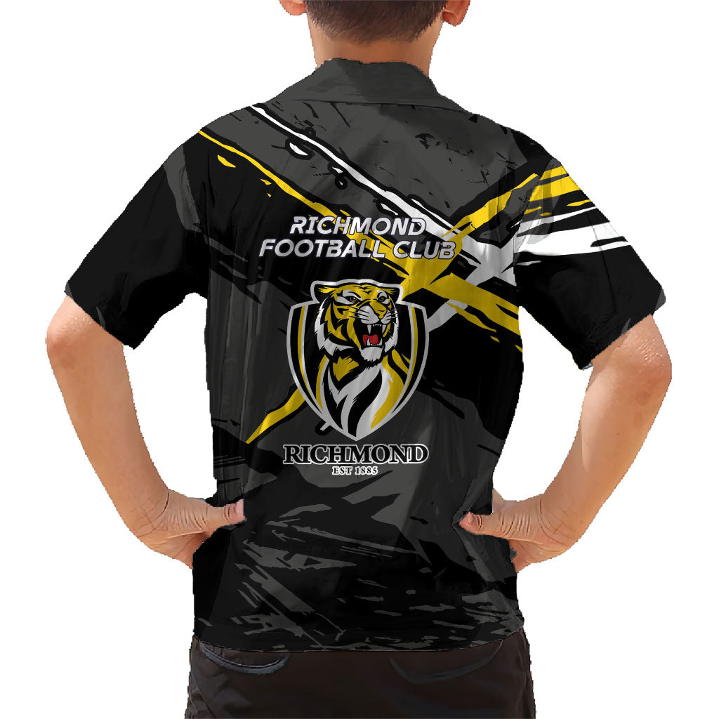 Richmond Football Club Family Matching Tank Maxi Dress and Hawaiian Shirt Tigers Muscular Mascot Graphic - Abstract Paint Splatter Art