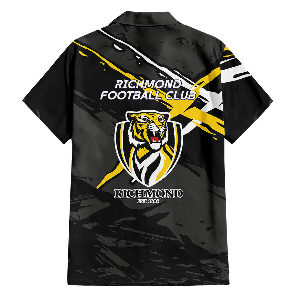 Richmond Football Club Family Matching Tank Maxi Dress and Hawaiian Shirt Tigers Muscular Mascot Graphic - Abstract Paint Splatter Art