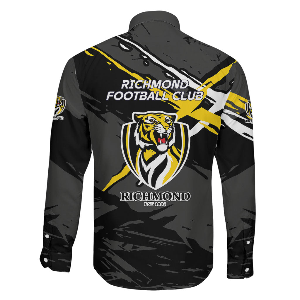 Richmond Football Club Family Matching Tank Maxi Dress and Hawaiian Shirt Tigers Muscular Mascot Graphic - Abstract Paint Splatter Art