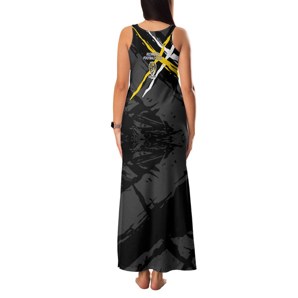 Richmond Football Club Family Matching Tank Maxi Dress and Hawaiian Shirt Tigers Muscular Mascot Graphic - Abstract Paint Splatter Art