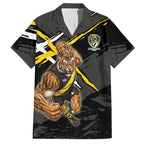 Richmond Football Club Hawaiian Shirt Tigers Muscular Mascot Graphic - Abstract Paint Splatter Art