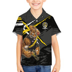 Richmond Football Club Hawaiian Shirt Tigers Muscular Mascot Graphic - Abstract Paint Splatter Art