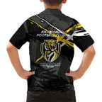 Richmond Football Club Hawaiian Shirt Tigers Muscular Mascot Graphic - Abstract Paint Splatter Art