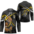 Richmond Football Club Hockey Jersey Tigers Muscular Mascot Graphic - Abstract Paint Splatter Art