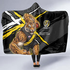 Richmond Football Club Hooded Blanket Tigers Muscular Mascot Graphic - Abstract Paint Splatter Art