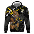 Richmond Football Club Hoodie Tigers Muscular Mascot Graphic - Abstract Paint Splatter Art