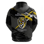 Richmond Football Club Hoodie Tigers Muscular Mascot Graphic - Abstract Paint Splatter Art
