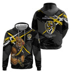 Richmond Football Club Hoodie Tigers Muscular Mascot Graphic - Abstract Paint Splatter Art