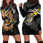 Richmond Football Club Hoodie Dress Tigers Muscular Mascot Graphic - Abstract Paint Splatter Art