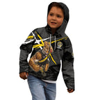 Richmond Football Club Kid Hoodie Tigers Muscular Mascot Graphic - Abstract Paint Splatter Art