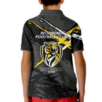 Richmond Football Club Kid Polo Shirt Tigers Muscular Mascot Graphic - Abstract Paint Splatter Art