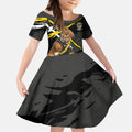Richmond Football Club Kid Short Sleeve Dress Tigers Muscular Mascot Graphic - Abstract Paint Splatter Art