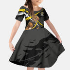 Richmond Football Club Kid Short Sleeve Dress Tigers Muscular Mascot Graphic - Abstract Paint Splatter Art