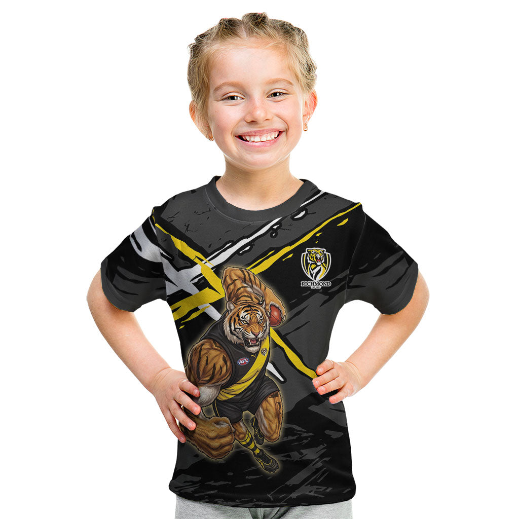 Richmond Football Club Kid T Shirt Tigers Muscular Mascot Graphic - Abstract Paint Splatter Art