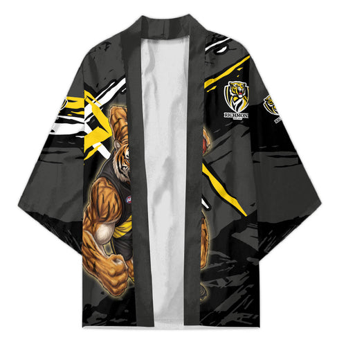 Richmond Football Club Kimono Tigers Muscular Mascot Graphic - Abstract Paint Splatter Art